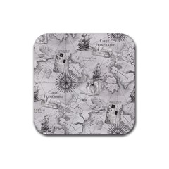 Vintage Cartography Atlas Nautical Map Rubber Coaster (square) by Cowasu