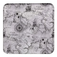 Vintage Cartography Atlas Nautical Map Square Glass Fridge Magnet (4 Pack) by Cowasu