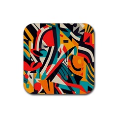 Colorful Abstract Rubber Coaster (square) by Jack14