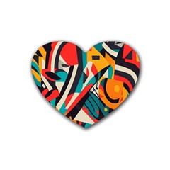 Colorful Abstract Rubber Heart Coaster (4 Pack) by Jack14