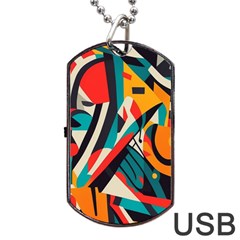 Colorful Abstract Dog Tag Usb Flash (two Sides) by Jack14