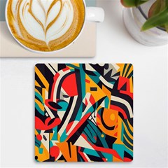 Colorful Abstract Uv Print Square Tile Coaster  by Jack14