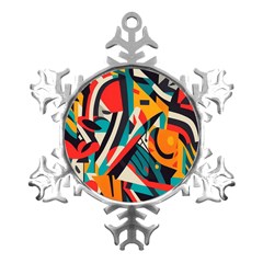 Colorful Abstract Metal Small Snowflake Ornament by Jack14