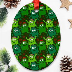 Green Monster Cartoon Seamless Tile Abstract Ornament (oval) by Bangk1t