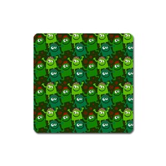 Green Monster Cartoon Seamless Tile Abstract Square Magnet by Bangk1t