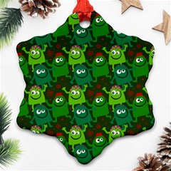 Green Monster Cartoon Seamless Tile Abstract Ornament (snowflake) by Bangk1t