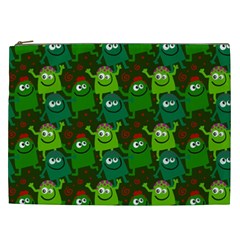 Green Monster Cartoon Seamless Tile Abstract Cosmetic Bag (xxl) by Bangk1t