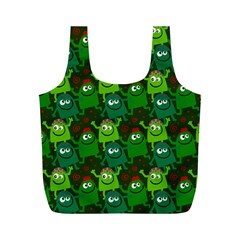 Green Monster Cartoon Seamless Tile Abstract Full Print Recycle Bag (m) by Bangk1t