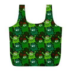 Green Monster Cartoon Seamless Tile Abstract Full Print Recycle Bag (l) by Bangk1t