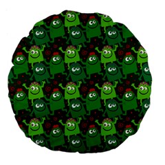 Green Monster Cartoon Seamless Tile Abstract Large 18  Premium Flano Round Cushions by Bangk1t