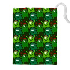 Green Monster Cartoon Seamless Tile Abstract Drawstring Pouch (4xl) by Bangk1t