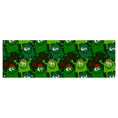 Green Monster Cartoon Seamless Tile Abstract Banner And Sign 12  X 4  by Bangk1t