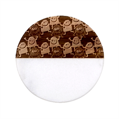 Green Monster Cartoon Seamless Tile Abstract Classic Marble Wood Coaster (round) 