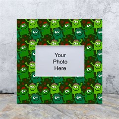 Green Monster Cartoon Seamless Tile Abstract White Box Photo Frame 4  X 6  by Bangk1t