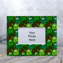 Green Monster Cartoon Seamless Tile Abstract White Tabletop Photo Frame 4 x6  by Bangk1t