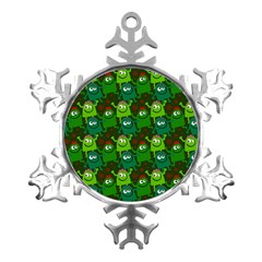 Green Monster Cartoon Seamless Tile Abstract Metal Small Snowflake Ornament by Bangk1t