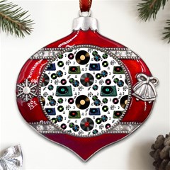 Records Vinyl Seamless Background Metal Snowflake And Bell Red Ornament