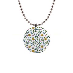 Flower Floral Pattern 1  Button Necklace by Bangk1t