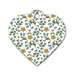 Flower Floral Pattern Dog Tag Heart (Two Sides) Front