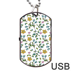 Flower Floral Pattern Dog Tag Usb Flash (two Sides) by Bangk1t