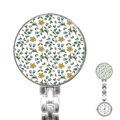 Flower Floral Pattern Stainless Steel Nurses Watch by Bangk1t