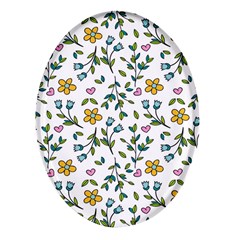 Flower Floral Pattern Oval Glass Fridge Magnet (4 Pack)