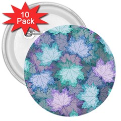 Leaves Glitter Background Winter 3  Buttons (10 Pack)  by Bangk1t