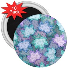 Leaves Glitter Background Winter 3  Magnets (10 Pack)  by Bangk1t