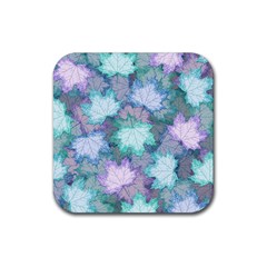 Leaves Glitter Background Winter Rubber Coaster (square)