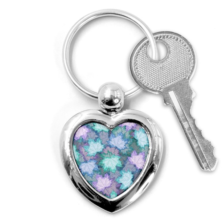 Leaves Glitter Background Winter Key Chain (Heart)