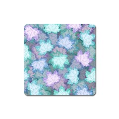 Leaves Glitter Background Winter Square Magnet by Bangk1t