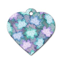 Leaves Glitter Background Winter Dog Tag Heart (two Sides) by Bangk1t