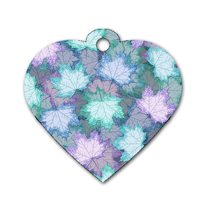 Leaves Glitter Background Winter Dog Tag Heart (Two Sides)