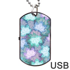 Leaves Glitter Background Winter Dog Tag Usb Flash (one Side) by Bangk1t