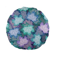 Leaves Glitter Background Winter Standard 15  Premium Round Cushions by Bangk1t