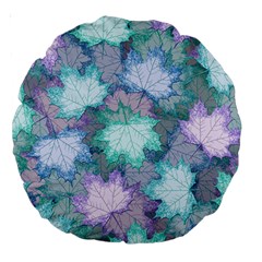 Leaves Glitter Background Winter Large 18  Premium Round Cushions by Bangk1t