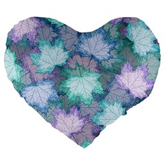 Leaves Glitter Background Winter Large 19  Premium Heart Shape Cushions by Bangk1t