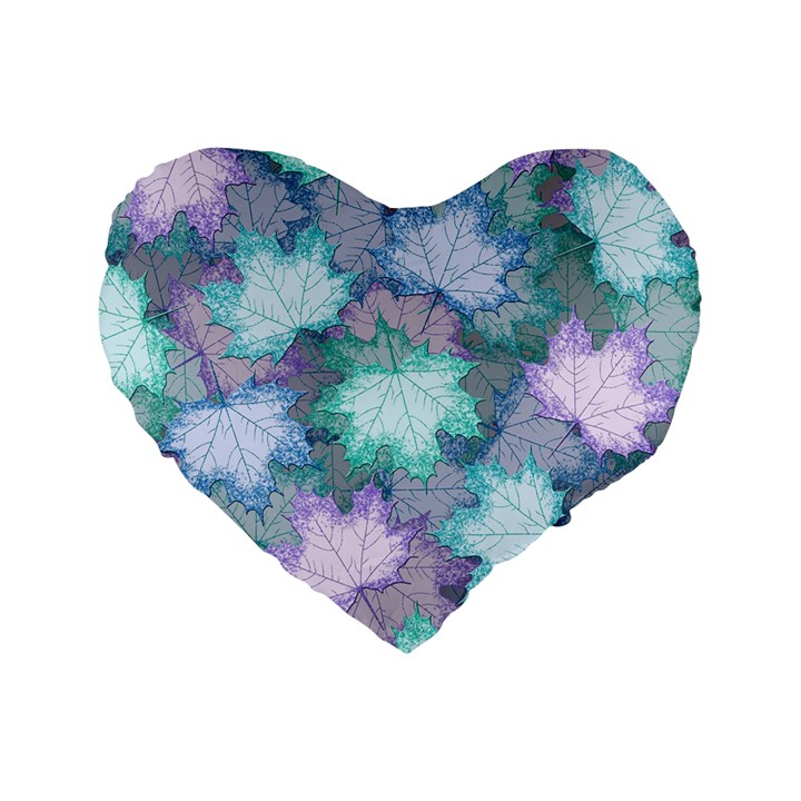 Leaves Glitter Background Winter Standard 16  Premium Flano Heart Shape Cushions