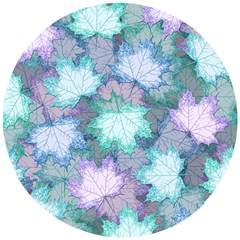 Leaves Glitter Background Winter Wooden Puzzle Round by Bangk1t