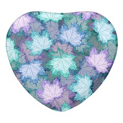 Leaves Glitter Background Winter Heart Glass Fridge Magnet (4 Pack) by Bangk1t