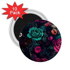 Roses Pink Teal 2 25  Magnets (10 Pack)  by Bangk1t