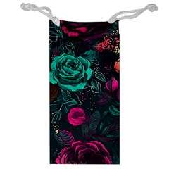 Roses Pink Teal Jewelry Bag by Bangk1t