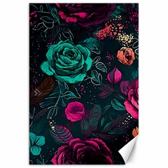 Roses Pink Teal Canvas 20  X 30  by Bangk1t