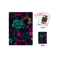 Roses Pink Teal Playing Cards Single Design (mini) by Bangk1t