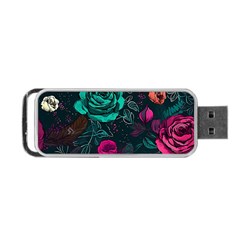 Roses Pink Teal Portable Usb Flash (one Side) by Bangk1t