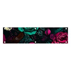 Roses Pink Teal Banner And Sign 4  X 1  by Bangk1t