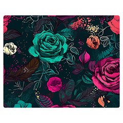 Roses Pink Teal Premium Plush Fleece Blanket (medium) by Bangk1t