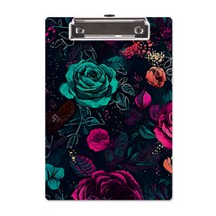 Roses Pink Teal A5 Acrylic Clipboard by Bangk1t