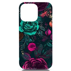 Roses Pink Teal Iphone 14 Pro Max Black Uv Print Case by Bangk1t