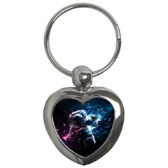 Psychedelic Astronaut Trippy Space Art Key Chain (heart)